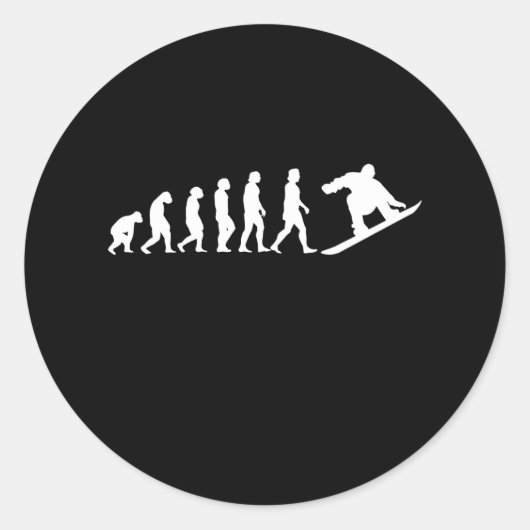 Snowboard Evolution Snowboarding Gift Ronde Sticker (Voorkant)