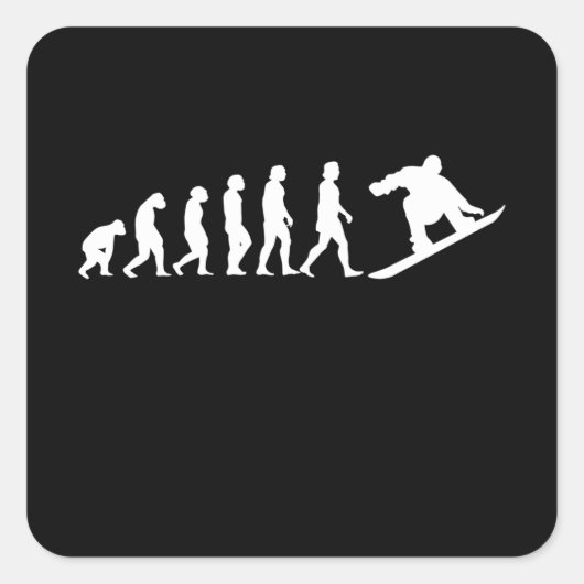 Snowboard Evolution Snowboarding Gift Vierkante Sticker (Voorkant)