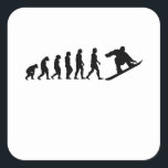 Snowboard Evolution Snowboarding Gift Vierkante Sticker<br><div class="desc">Funny snowboard Evolution design for snowboarders who look forward to getting their snowboard out of the snowboard bag to go on the slopes for winter sports in the ski area and spend time on the board,  love snowboarding and snowboarding</div>