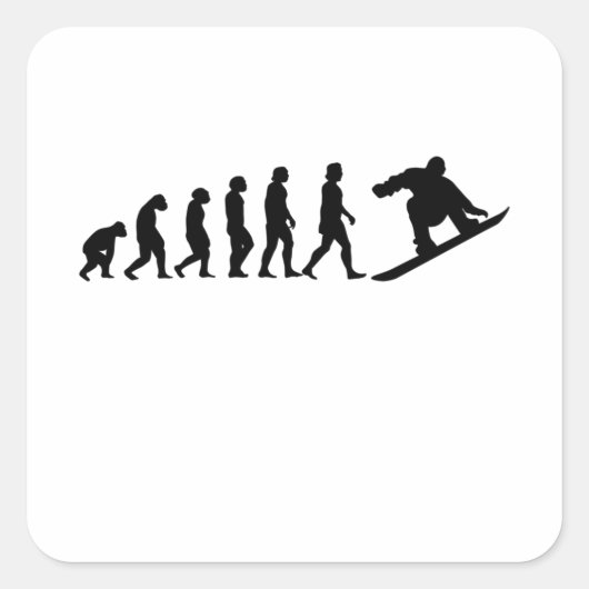 Snowboard Evolution Snowboarding Gift Vierkante Sticker (Voorkant)