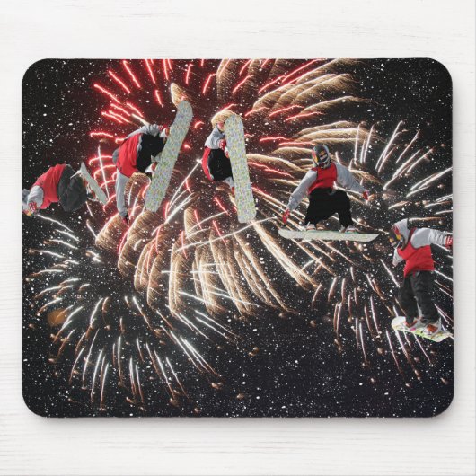 Snowboard Fireworks Mousepad Muismat (Voorkant)