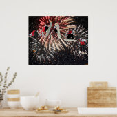 Snowboard Fireworks Stars Poster (Keuken)