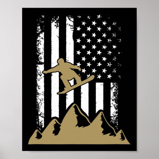 Snowboard Flag Winter Snowboarden Sport Ski Gift Poster (Voorkant)