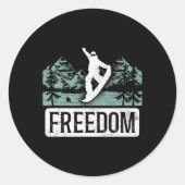 Snowboard  Freedom Ronde Sticker (Voorkant)