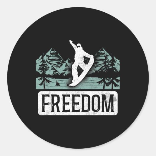 Snowboard  Freedom Ronde Sticker (Voorkant)