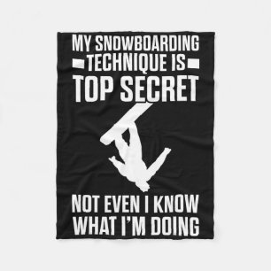 Snowboard Funny Snowboarden Techniek is top geheim Fleece Deken