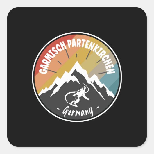 Snowboard Garmisch Partenkirchen Duitsland Vierkante Sticker (Voorkant)