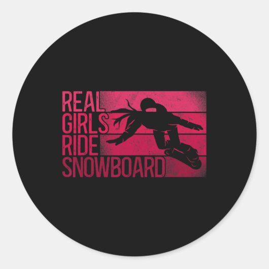 Snowboard Girl Ride Ronde Sticker (Voorkant)