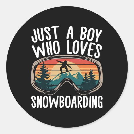 Snowboard Goggles Mountain Snowboarding Boys Manne Ronde Sticker (Voorkant)