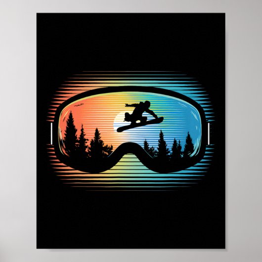 Snowboard Goggles  Mountain Snowboarding Re Poster (Voorkant)