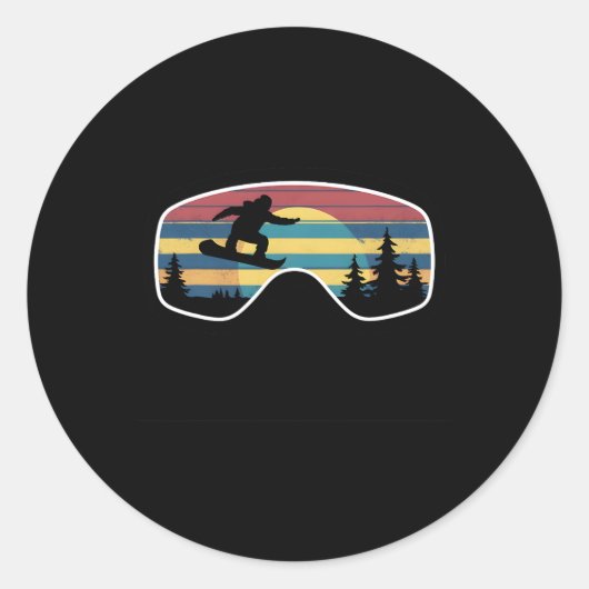 Snowboard Goggles Mountain Snowboarding Re Ronde Sticker (Voorkant)