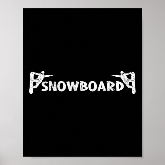 Snowboard Grappig Distressed Look Snowboarden Poster (Voorkant)