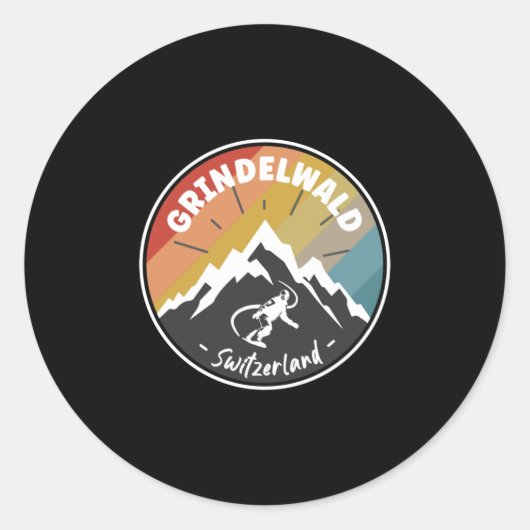 Snowboard Grindelwald Zwitserland Ronde Sticker (Voorkant)