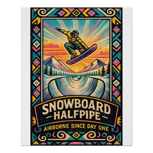 “Snowboard Halfpipe – Zweeft sinds dag één Perfect Poster (Voorkant)