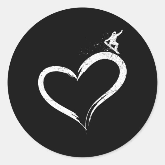 Snowboard  Hart Ronde Sticker (Voorkant)