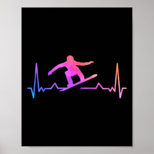 Snowboard hartslag 80s Retro Winter Snowboard Poster