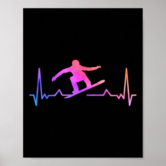 Snowboard hartslag 80s Retro Winter Snowboard Poster (Voorkant)