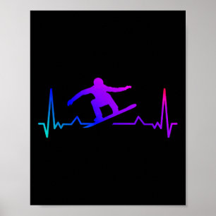 Snowboard hartslag 80s Retro Winter Snowboard Poster