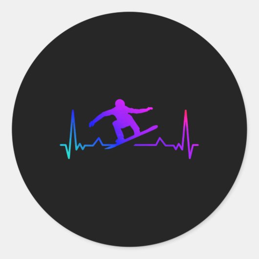 Snowboard hartslag 80s Retro Winter Snowboard Ronde Sticker (Voorkant)
