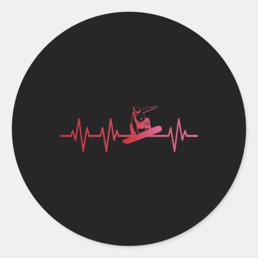 Snowboard hartslag 80s Retro Winter Snowboard Ronde Sticker (Voorkant)