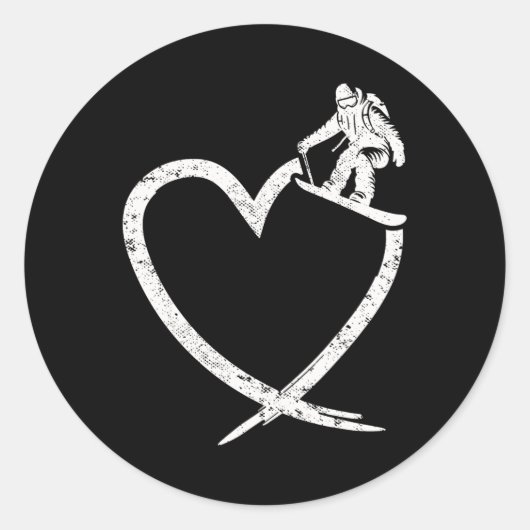 Snowboard Heart  Ronde Sticker (Voorkant)