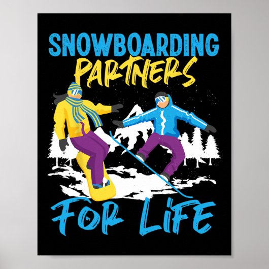 Snowboard huwelijksvrouw echtgenoot Snowb Poster (Voorkant)