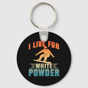 Snowboard I Live voor White Powder Snowboarder Sno Sleutelhanger
