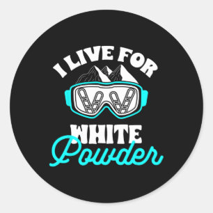Snowboard I Live voor White Powder Snowboarding Go Ronde Sticker