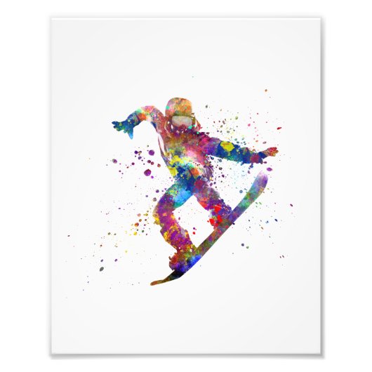 Snowboard in watercolor foto afdruk (Voorkant)