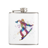 Snowboard in watercolor heupfles (Voorkant)