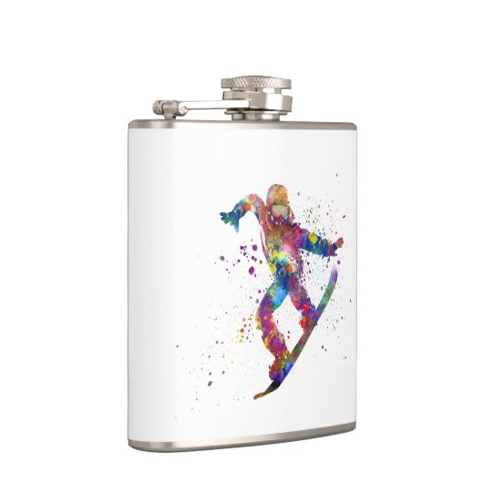 Snowboard in watercolor heupfles (Rechts)