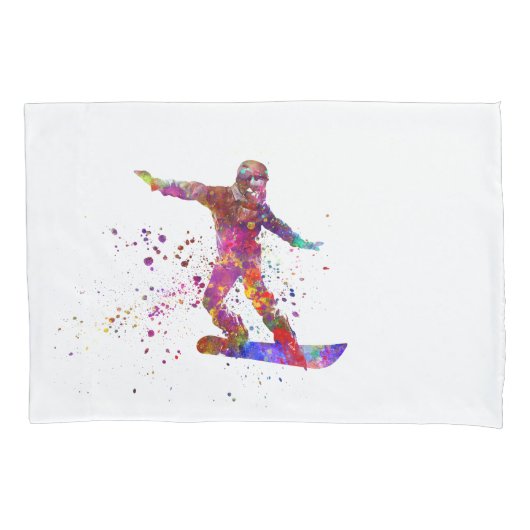 Snowboard in watercolor kussensloop (Voorkant-Links)