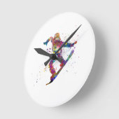 Snowboard in watercolor ronde klok (Hoek)