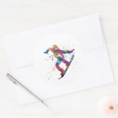 Snowboard in watercolor ronde sticker (Envelop)