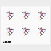 Snowboard in watercolor ronde sticker (Vel)