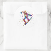 Snowboard in watercolor ronde sticker (Tas)