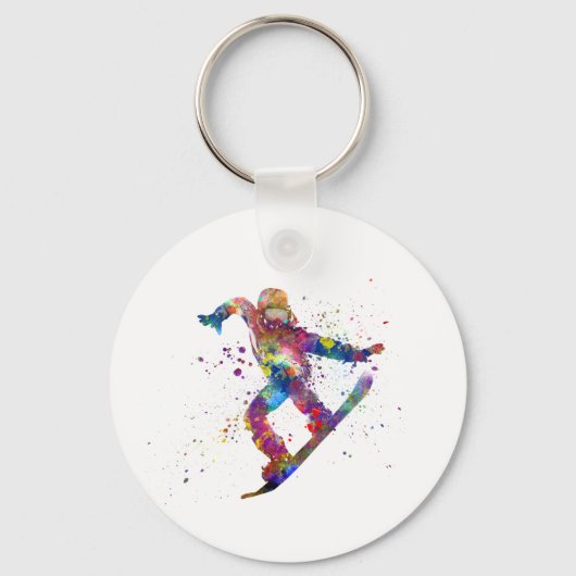 Snowboard in watercolor sleutelhanger (Voorkant)