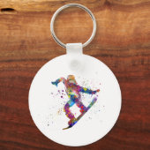 Snowboard in watercolor sleutelhanger (Voorkant)