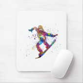 Snowboard in waterverf muismat (Met muis)