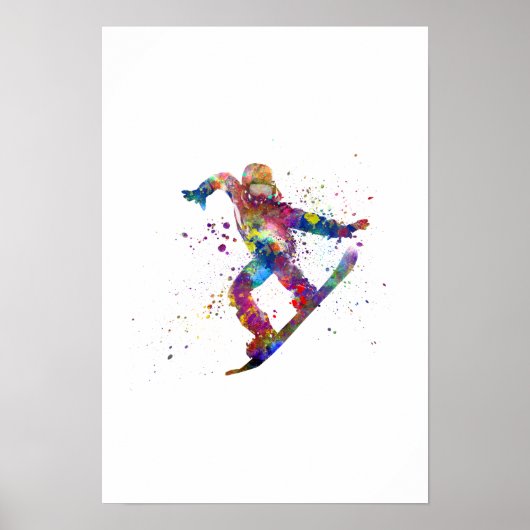 Snowboard in waterverf poster (Voorkant)