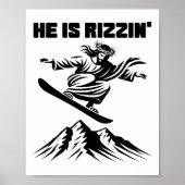 Snowboard Jesus Christ Snowboarding Rizzin' Snow C Poster (Voorkant)