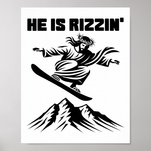 Snowboard Jesus Christ Snowboarding Rizzin' Snow C Poster (Voorkant)