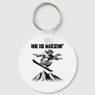 Snowboard Jesus Christ Snowboarding Rizzin' Snow C Sleutelhanger