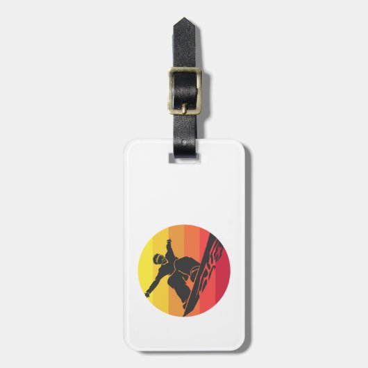 Snowboard Jump Retro Bagagelabel (Voorkant verticaal)
