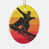 Snowboard Jump Retro Keramisch Ornament (Rechts)