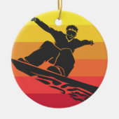Snowboard Jump Retro Keramisch Ornament (Voorkant)