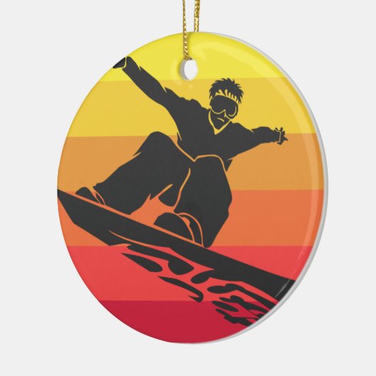 Snowboard Jump Retro Keramisch Ornament (Links)