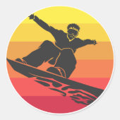 Snowboard Jump Retro Ronde Sticker (Voorkant)