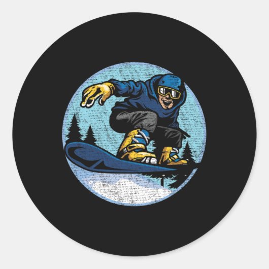 Snowboard Jump Snow Mountain Winter Sport Snowboar Ronde Sticker (Voorkant)