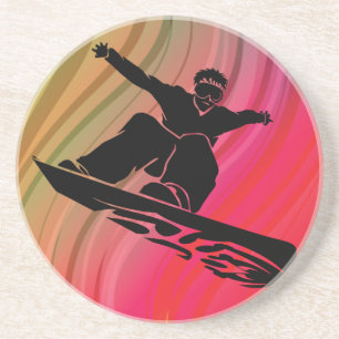 Snowboard Jump Zandsteen Onderzetter